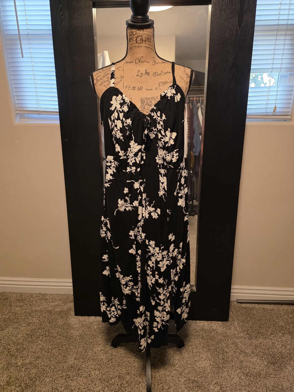 torrid Black and White Floral Maxi Dress with Spaghetti Straps